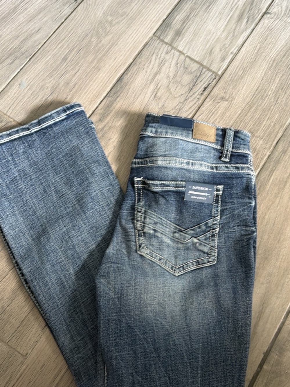 Womens Dark Wash Blue Jeans with Contrast Stitching